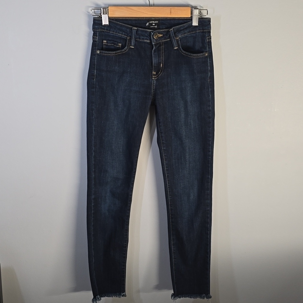 Just Black Jeans Women's Size 2 26 Deep Indigo Denim Made In USA Import Fabric